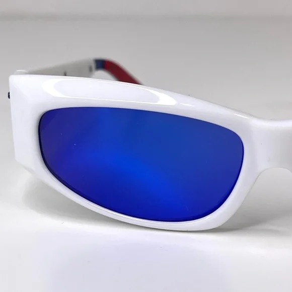 LE SPECS Adam Selman The Edge Sunglasses NEW White WIth Blue Mirror Lenses - Picture 6 of 16